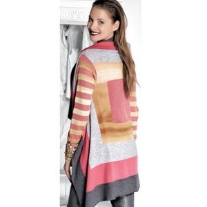 Elisa Cavaletti Colorful Striped Women's Open Knit Cardigan S